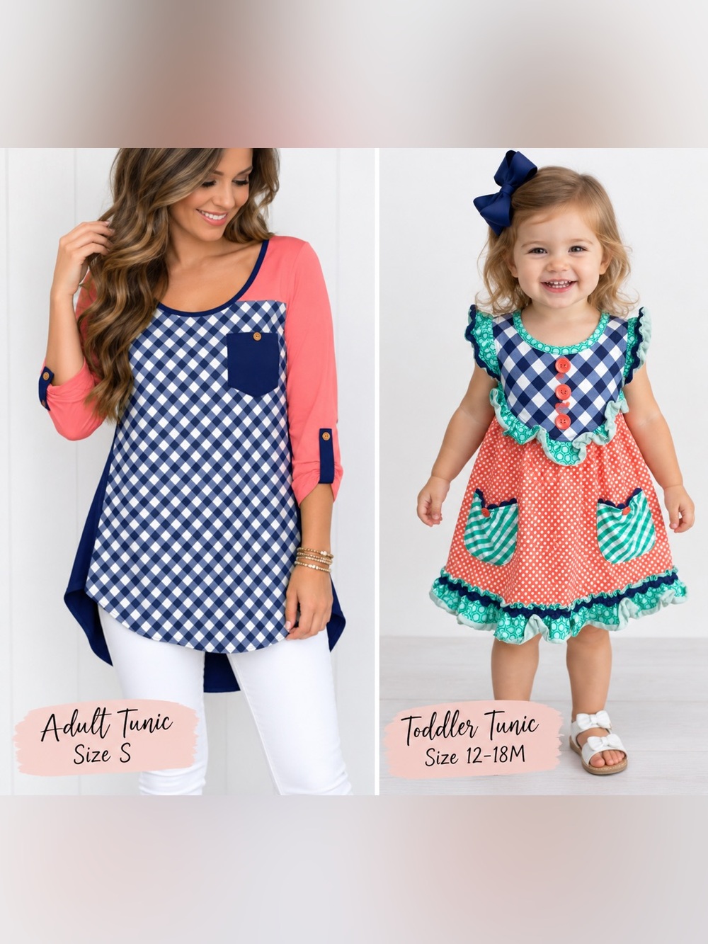 Matching Mommy and Me Tunic and Dress Set Size S and 12-18M Serendipity